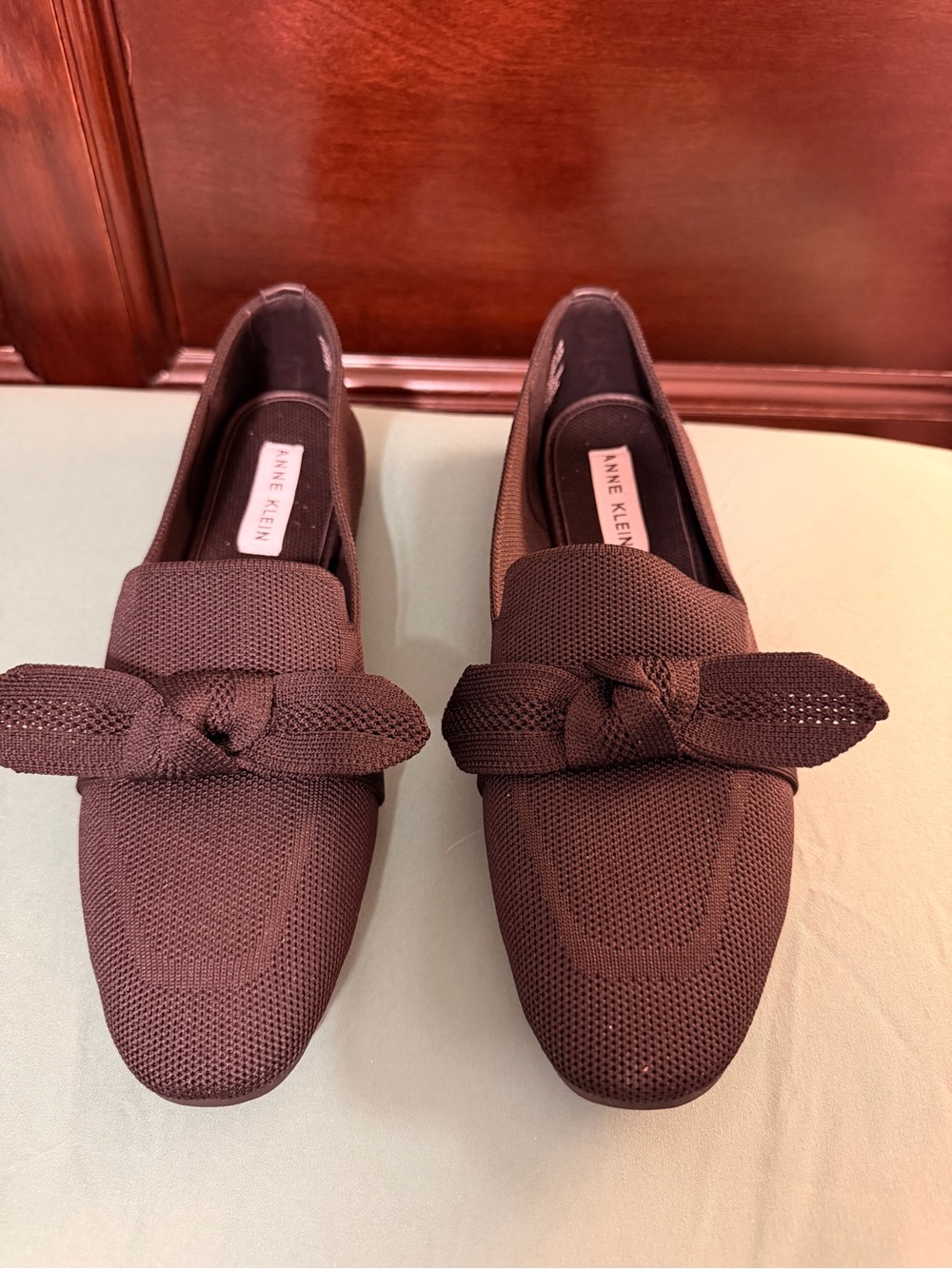 Anne Klein Women's Black Knit Loafer with Bow